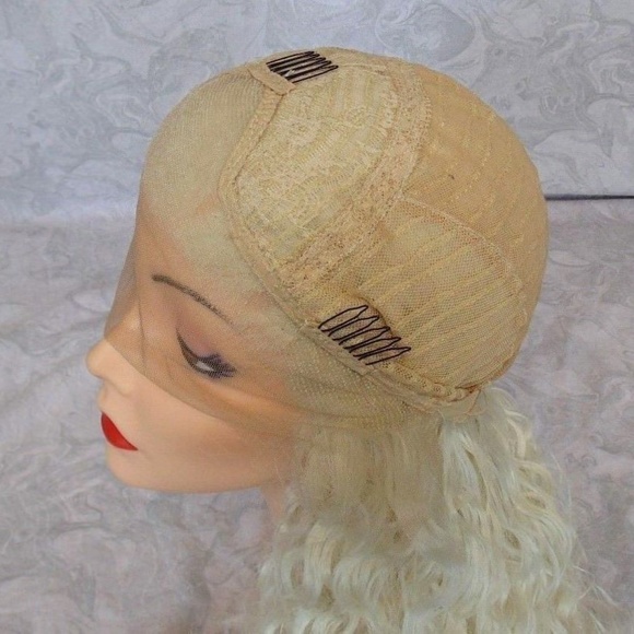 Lace Front Curly Ash Blonde Human Hair Blend Wig main image 7